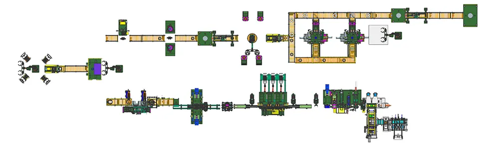 Vue de dessus de la ligne de production entièrement automatique de roues en acier 